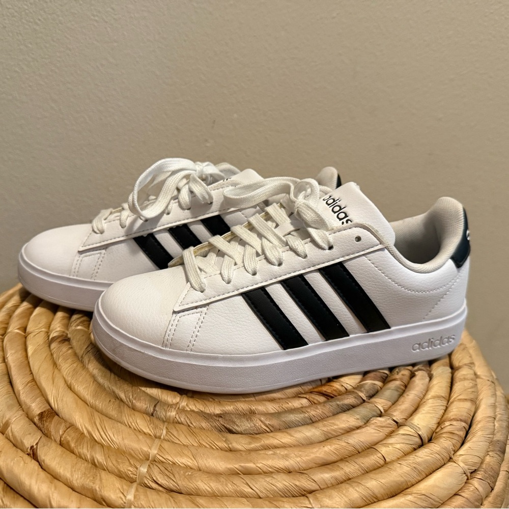 Adidas Classic White with Black Stripes Sneakers